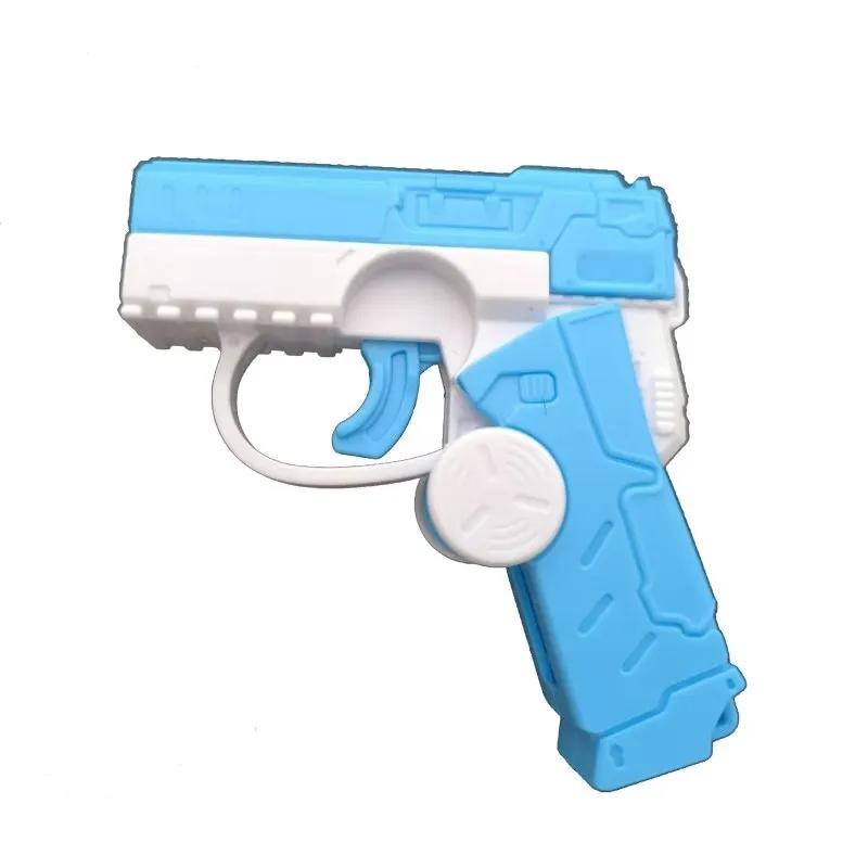 1pc Mini Decompression Rotating Backflow Gun 2-in-1 Fingertip Gyroscope Automatic Rebound Gun Children's Toy