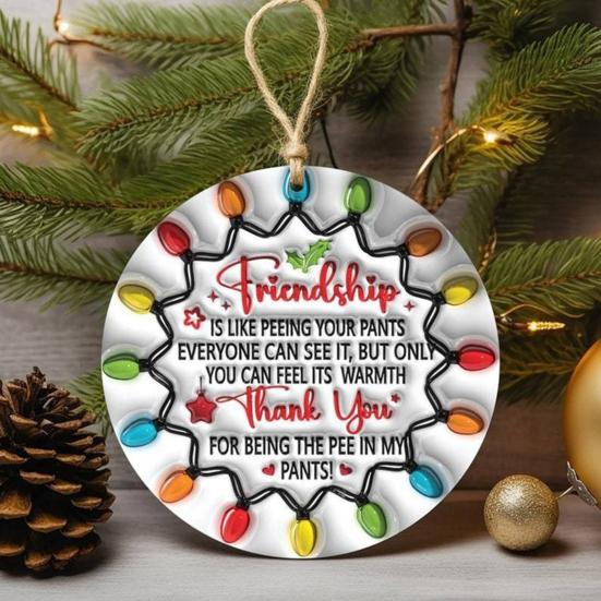 Friendship Christmas Ornament Acrylic Best Friend Gifts Xmas Tree Hanging Decoration for Women Sister Coworker