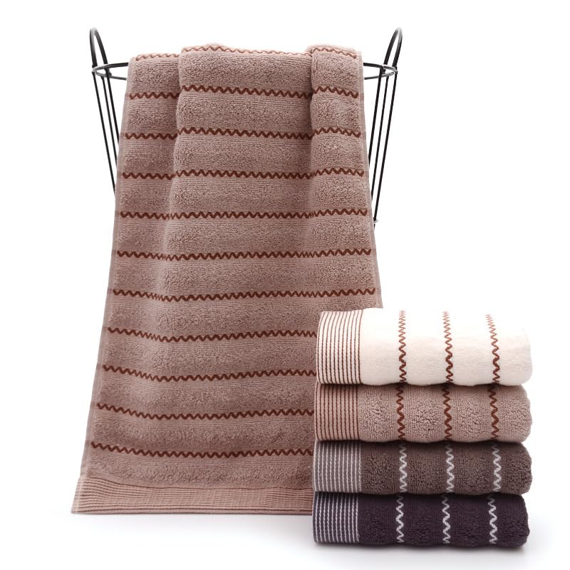 Face Towel Set with Wavy Pattern, 100% Cotton. Gentle On Skin, Fluffy, Soft, Absorbent, Fade-resistant, Low Lint Shedding, Durable, Breathable.