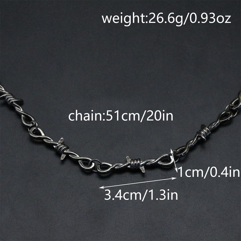 Unisex Gothic Punk Style Necklace Hip Hop Barbed Wire Themed Minimalist Vacation Fashionable Jewelry Accessory Metal Chain Jewelry Gift