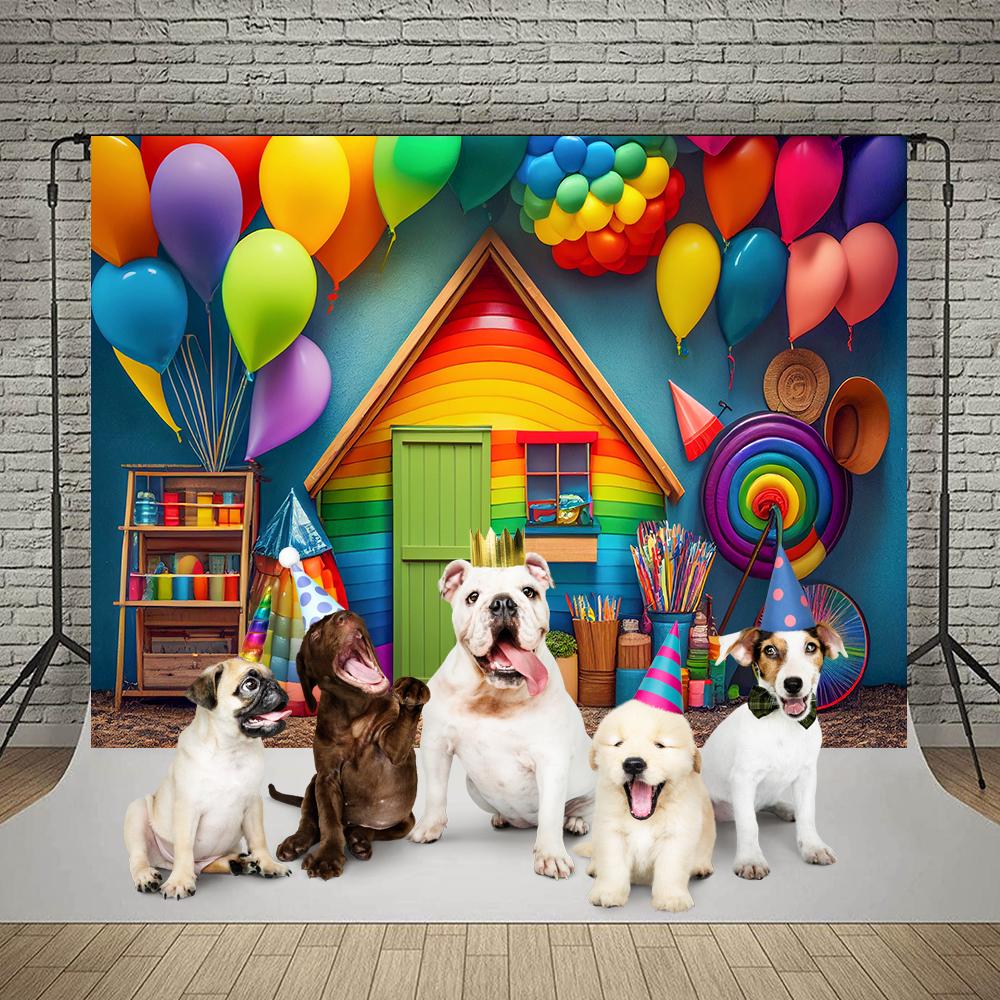 Bonvvie Photography Background Colorful Balloon Baby 1st Birthday Party Decoration Banner Photobooth Backdrop for Photo Studio8
