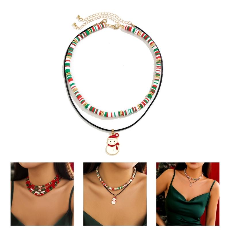 Christmas Beaded Necklace Trendy Pendant Clavicle Chain Trendy Neck Jewelry Gift for Holiday Party Occasion & Daily Wear