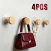 4/2Pc Adhesive Wooden Wall Hooks  Anging  Towel Clothes Coat Hanger Key Holder Handle Wall Mounted Organizer Sticky On Wall Hook