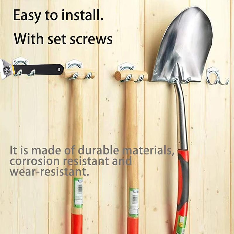 5Pcs Heavy-Duty Wall Hook Metal Hanger Holder Double Hooks Garage Shed Hanging Organizer For Garden Kitchen Garage Tool
