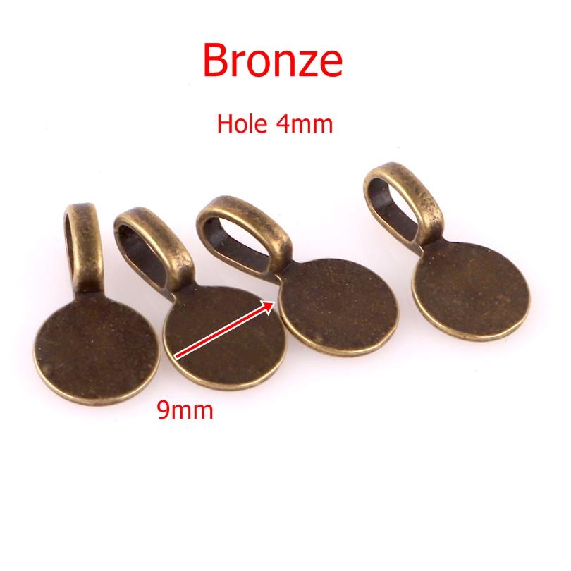 50PCS Tibetan Style Alloy Glue on Flat Pad Bails Water drops Rectangle Shape Pendants Charms Connector Hanger for Jewelry Making