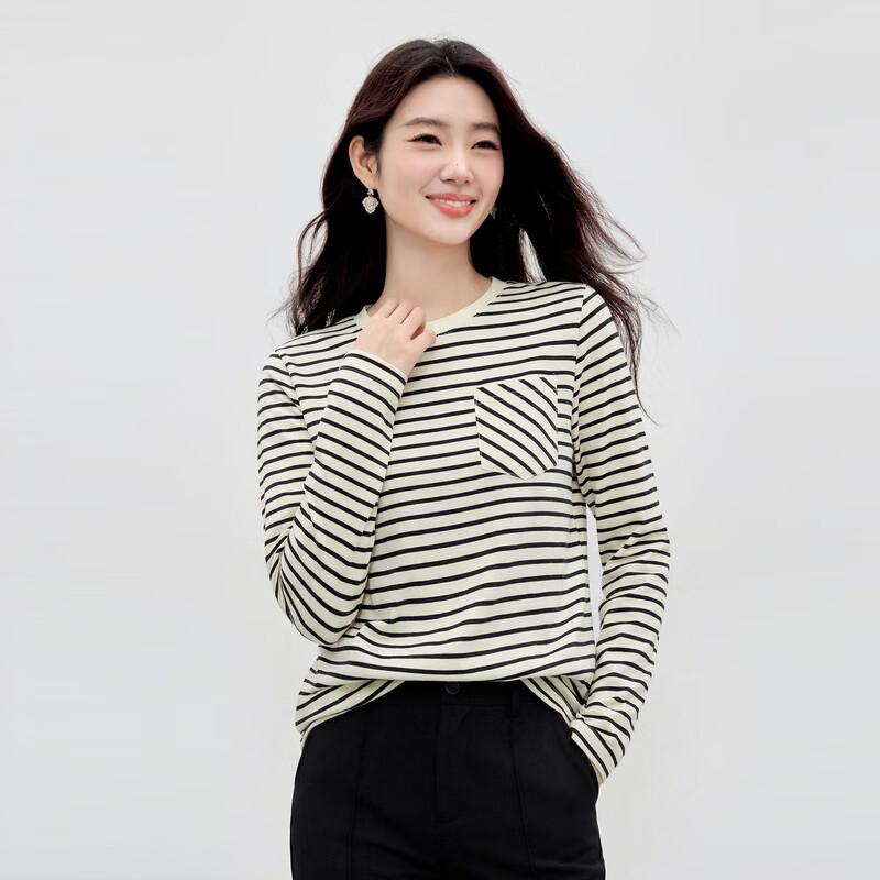 Casual Striped Short-Sleeve Top M