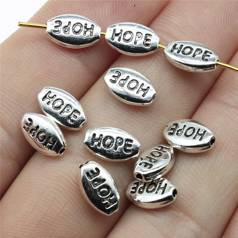 40pcs Antique Silver Color Oval Double Sided Sister Friend Hope Faith Peace Love Joy Small Hole Spacers Beads For Jewelry Making
