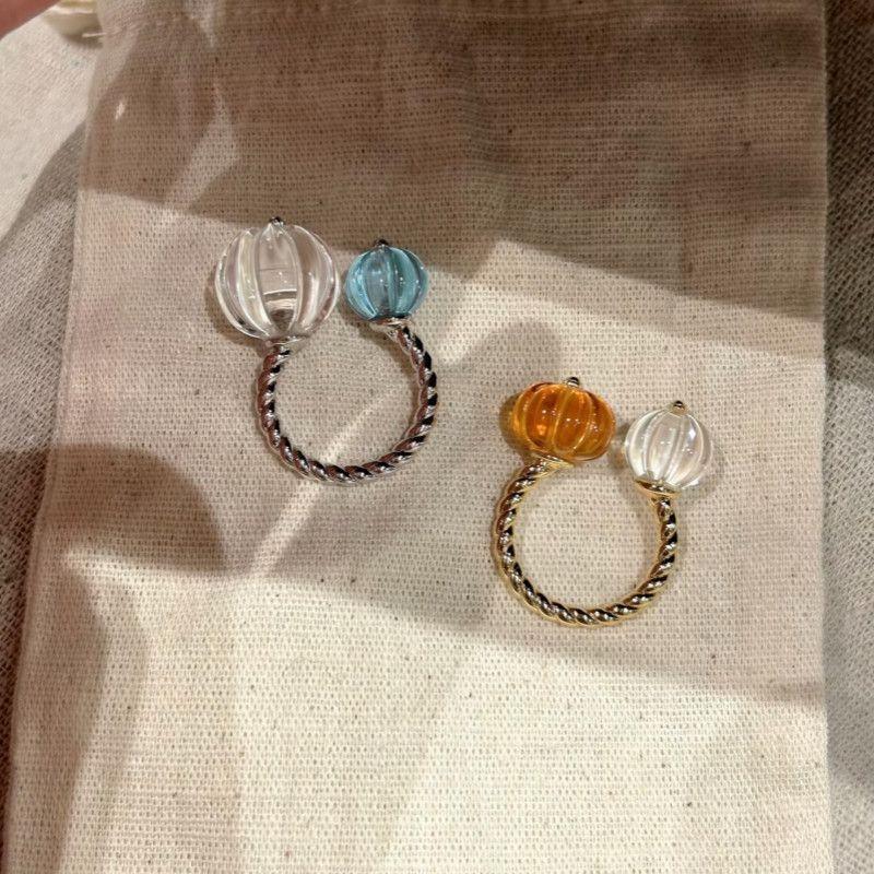 Trendy Fashion Pumpkin Open Rings For Women Dopamine Exquisite Design Daily Commuting Versatile Hand Decorations Jewelry
