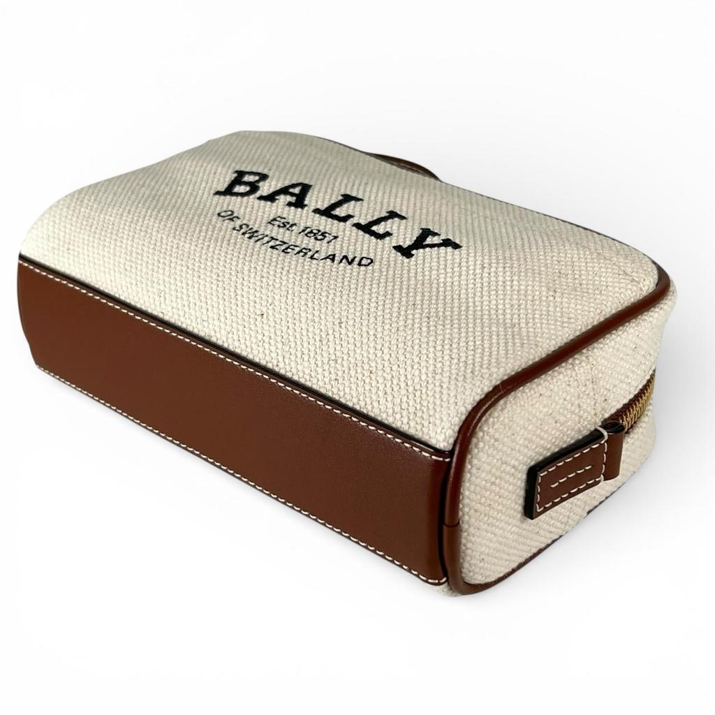 Pristine BALLY Clutch bag Leather pouch Ivory canvas Women Used