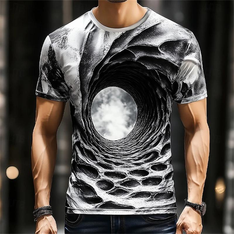 Fashion Three-dimensional Vortex Printed Men T Shirt Sales Personality Fun Graphic T Shirts For Men Oversized Tees