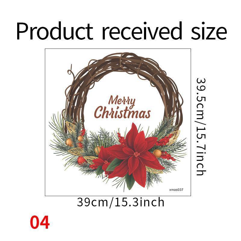 New Christmas Wreath Stickers Santa Claus Glass Window Stickers for Door Wall Decoration Wall Stickers Self-adhesive Home