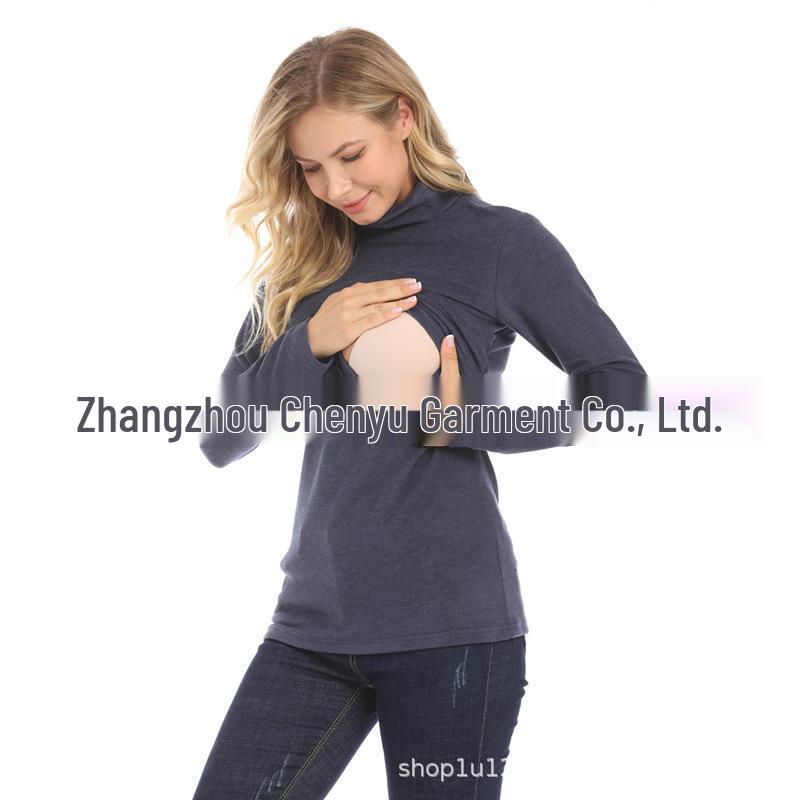2025 Winter Maternity High-Neck Warm Base Layer Top - Trendy, Elastic & Nursing-Friendly