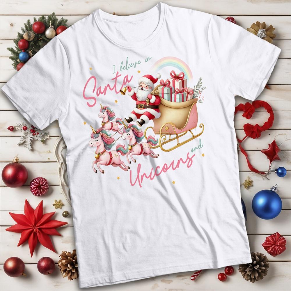

Funny Mens and Womens Santa and Unicorns Christmas T-Shirt Tee #MC 3XL
