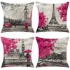 Valentine's Day Pillow Printed Landscape Character Linen Short Plush Pillow Case Home Decoration Pillow Case