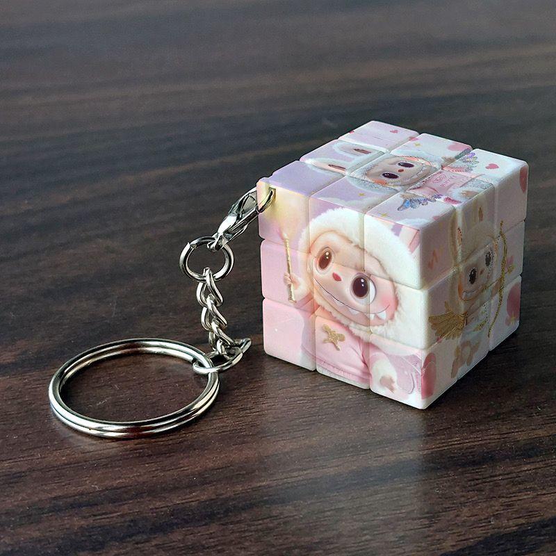 Labubu Backpack Keychain Pendant, Bag Hanging Decoration, Decompression Puzzle Three-level Rubik s Cube Keychain Rubik s Cube