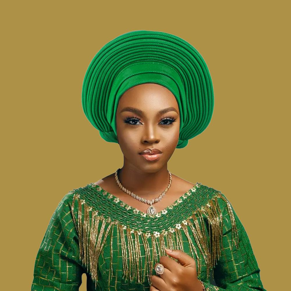 Nigeria Kopfbedeckungen Hochzeitsfeier Kopfschmuck Elegante Afrikanische Kopfbedeckung Turban Bereits Fertig Damen Auto Gele Damen Kopfwickel