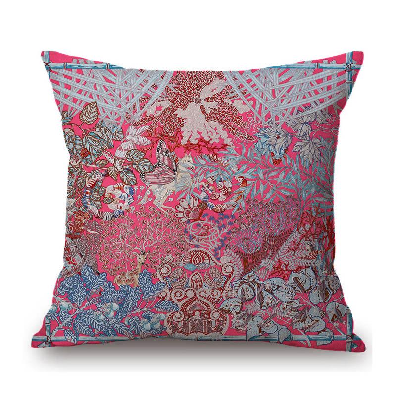 Luxury Classic Flower Pattern Elephant Animal Decorative Cotton Linen Sofa Pillow Cover Modern Aesthetic Art Cushion Cover Case