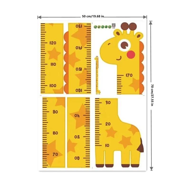 Adorable Cartoon Animal Height Measuring Ruler Sticker Dinosaur Giraffe Design Room Kindergarten Wall Decor Removable