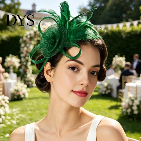 Leggera Fascia per Capelli con Piume Donna Fascia Floreale Retrò Rete con Piume Fascintor per Tea Party Accessorio Capelli per Feste Cocktail Comoda