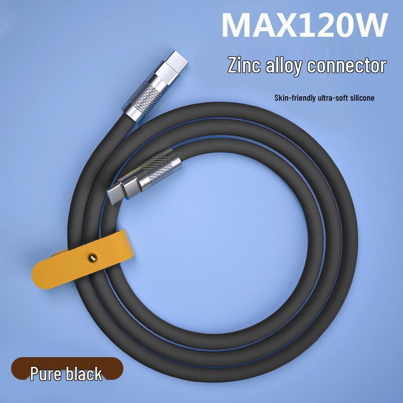 120W Zinklegierung Flüssig Weichgummi Schnelllade-USB-C-Kabel für Android