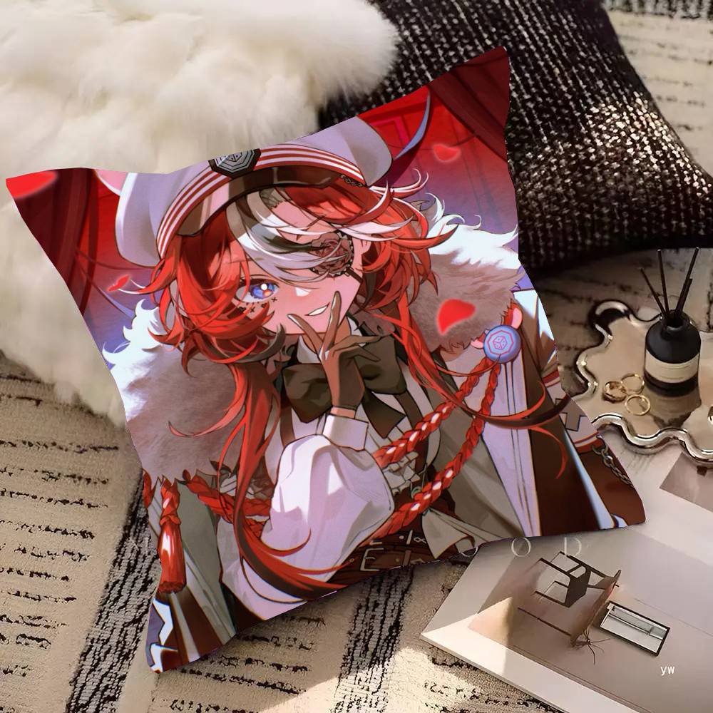 Anime H-Hakos Baelz Pillow Case Fashion Square Pillowcase Bedroom Sofa Room Ins Decoration Leisure