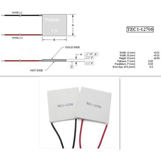 12V 60W TEC1-12706 Professional Efficient Heat Thermoelectric Cooler Sink Module for Car