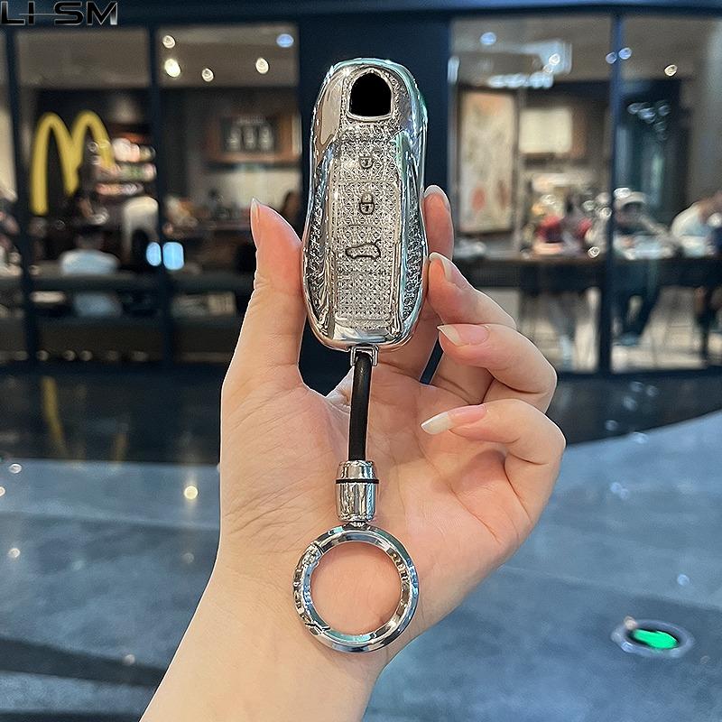 White Diamond Tpu 3 Button For Porsche Panamera Spyder Carrera Macan Boxster Cayman Cayenne 911 970 981 991 Car Key Case Cover
