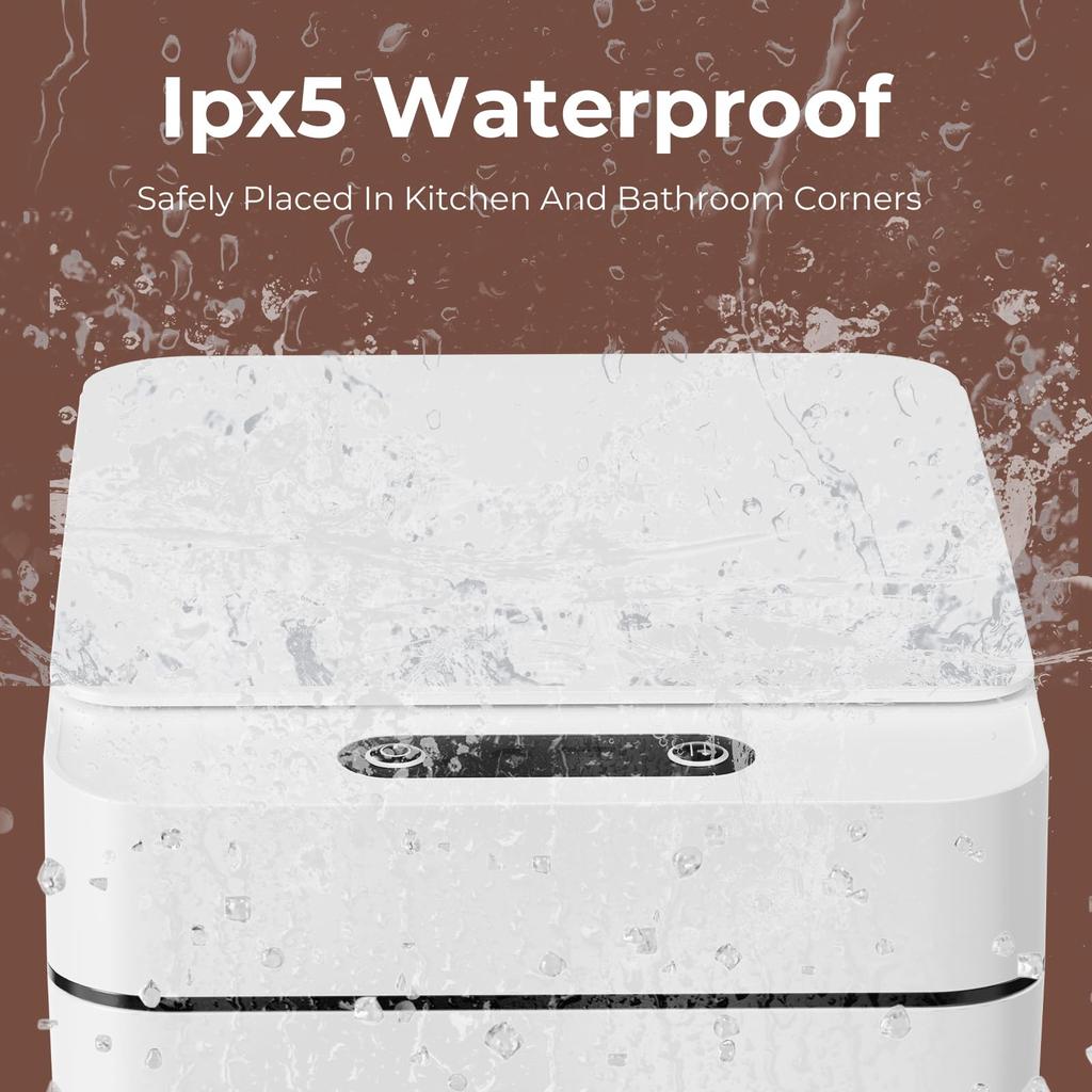 Bathroom Trash Can with Lid 12 Liters Smart with Lid Motion Sensor Trash Can Waterproof Narrow Small Garbage Bin for Kitchen