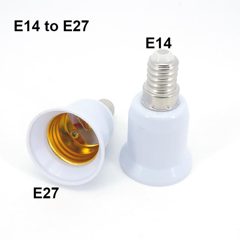 2pcs white E14 to E27 to E14 male female LED Light Lamp Bulb base power supply Socket Holder Converter AC Adapter Fireproof