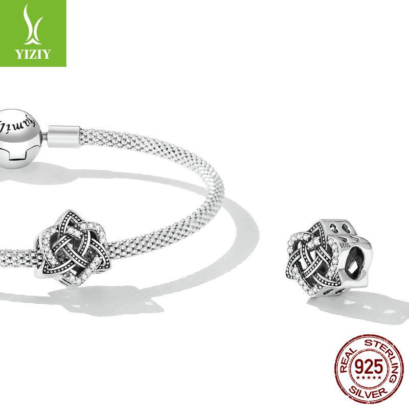 Celtic Knot Love Charm Bracelet Beaded with Hollow S925 Silver Beads 