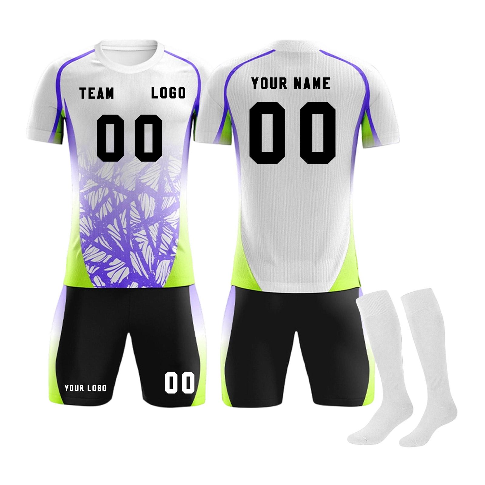 

Men Sportswear Set Short Sleeve Jersey and Shorts with Graphic Print and Matching Socks for Team Training and Use XS білий