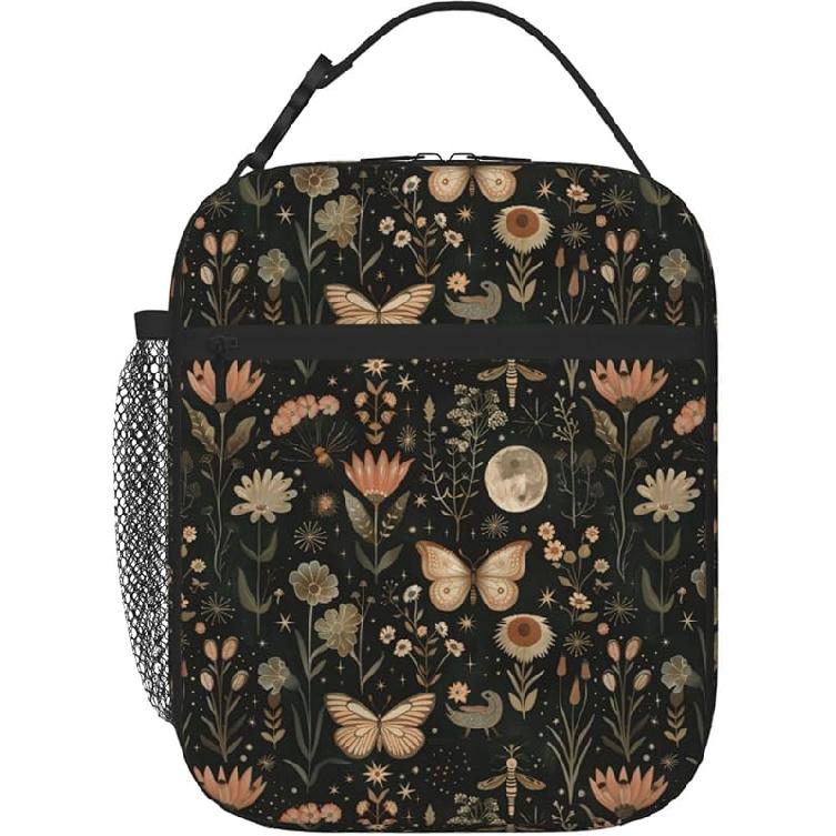 SUPLUCHOM Lunch Box Vintage Mushroom Leaf Forest Insulated Bag Reusable with Side Pocket for Work School Picnic Hiking Daytrip Kid Over 3 Years Old B082 6990₽