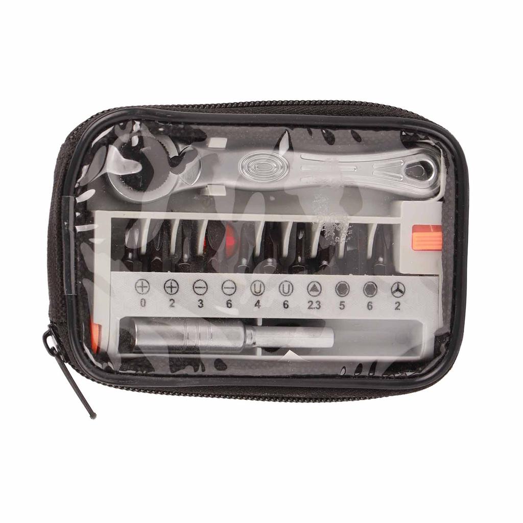 12 in 1 Portable Mini 14" Quick Ratchet Socket Wrench & Screwdriver Bits Set Hand Repair Tool