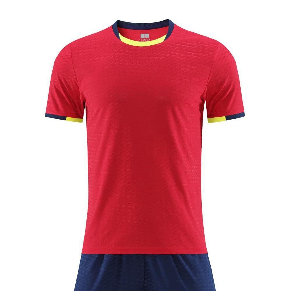 Brand Jacquard Fabric Football Jersey Set Men'S And Women'S Short-Sleeved Jersey Football Jersey Blank Version Jersey Fan Version