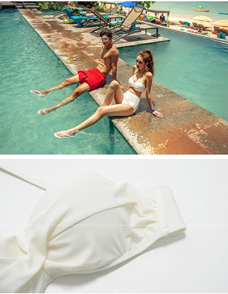 Korean-Style Sexy Bandage Bikini Set - Women's Three-Piece High-Waisted Swimsuit for Vacations and Hot Springs