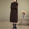 Women's Plus Size High Neck Mid-Length Dress - Fashionable, Slimming, Casual Long Sleeve for Winter and Autumn