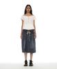 Partimento Woman Drawstring Denim Midi Skirt_Mid Blue