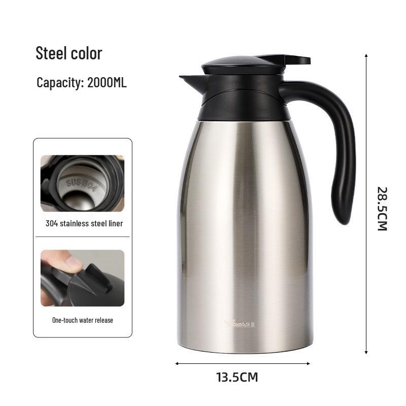 

304 Stainless Steel Large Capacity Thermal Flask for Home and Office - Long-lasting Heat Retention 2L