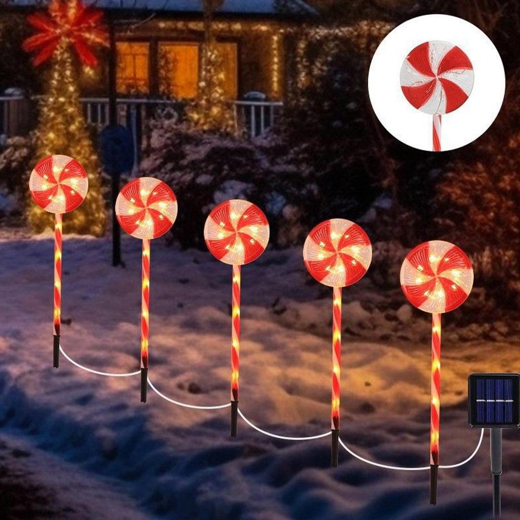 Solar Candy Cane Lights 8-Mode 1200mAh Waterproof Solar Candy Cane Lights Christmas Decor for Pathway Patio Yard Backyard Porch