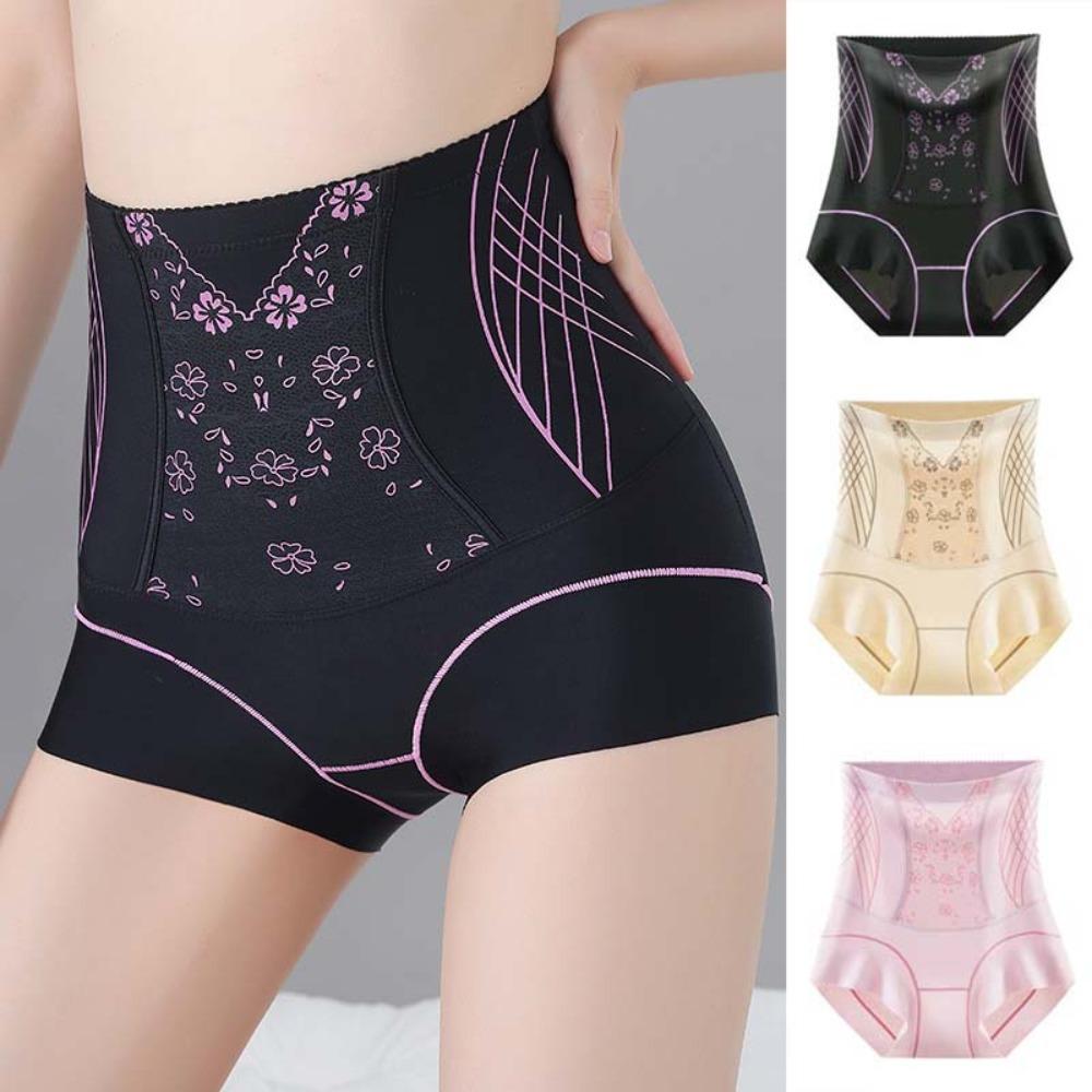 Shapewear Postpartum Body Shaper High Waist Large Size Floral Briefs Butt Lifter Underpants  Women