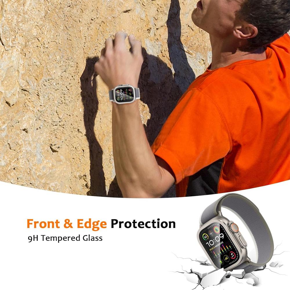 For Apple Watch Ultra 2 3 Screen Protector 49mm accessories Titanium Alloy Frame+HD Tempered Glass Cover Protective iWatch ultra