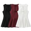 Wave-Style Wide-Hem Dress with Bow Embellishments - Women's Fashion Spring 2025 Collection