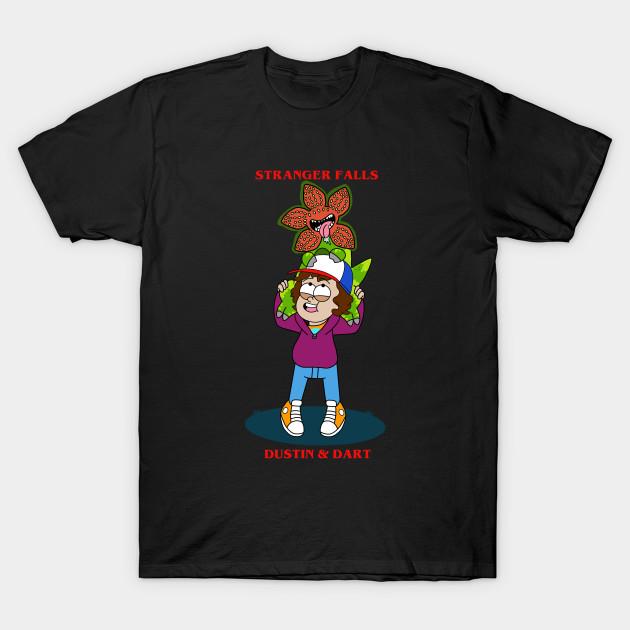 

Men Black Print T-shirt Stranger Falls Dustin &Amp; Dart No-Cut Transfer Paper Print Cotton Tshirt S чорний