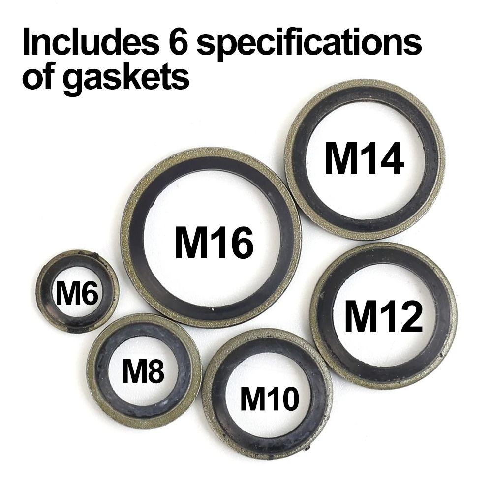 100 buc elemente de fixare șaibă lipită inel de etanșare metalic din cauciuc nou garnitură de scurgere ulei dop