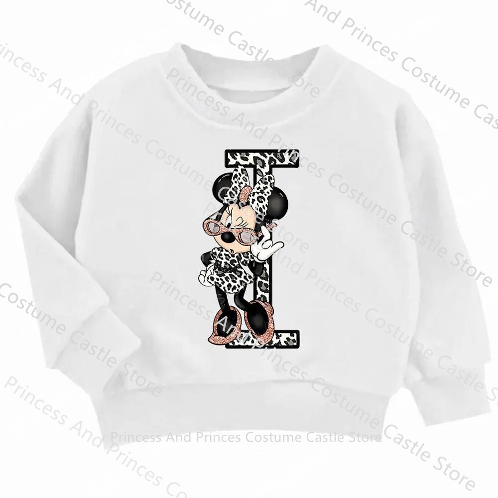 Children MINISO Minnie Hoodie Letter A B C D Kid Casual Clothes O-neck Pullover Little Baby Kawaii Cartoons Boy Girl Sweatshirts