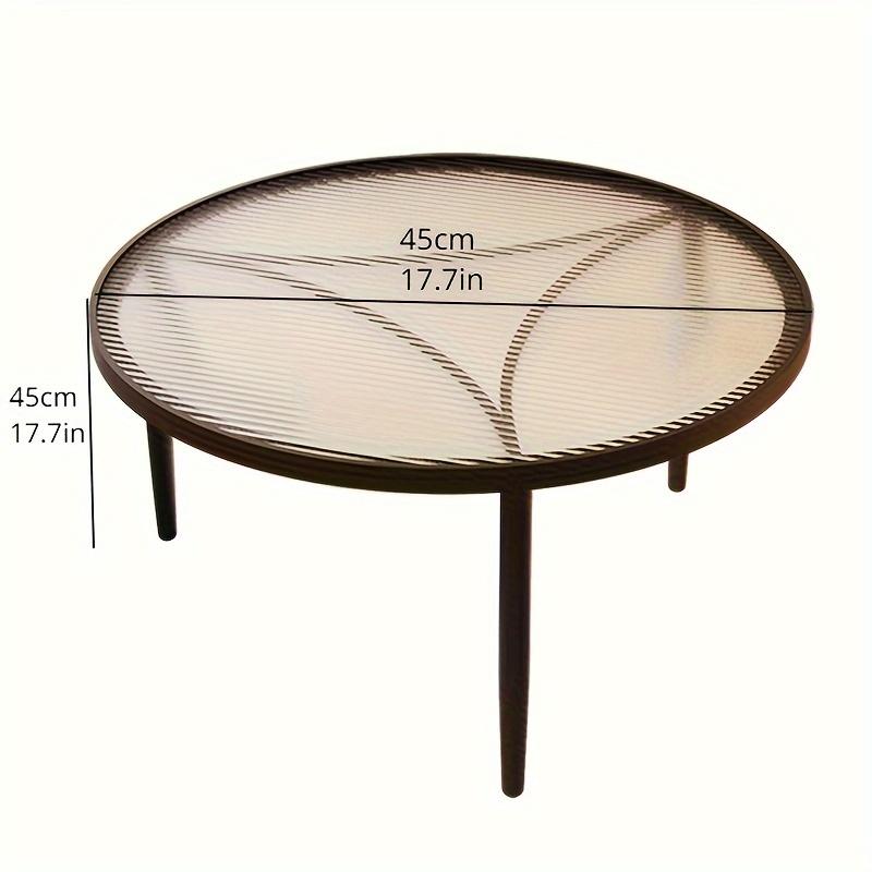 Minimalist Tempered Glass Round Table - Metal Base Desk Reception Desk Coffee Table, Three Legs, Minimalist Furniture