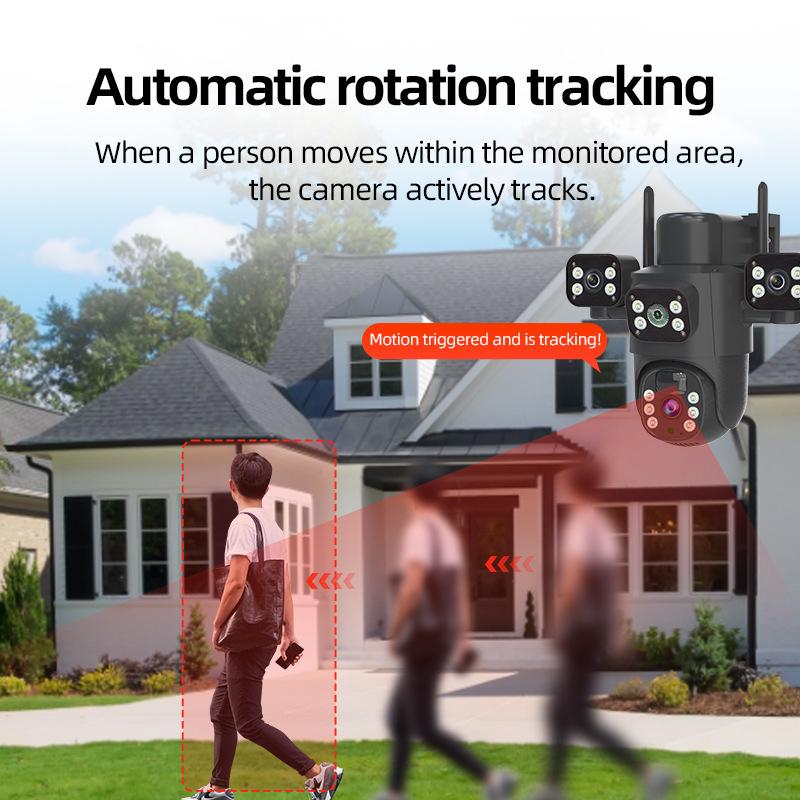 4G Solar-Powered Outdoor Wireless Camera, Ultra HD 6MP with Triple Lens