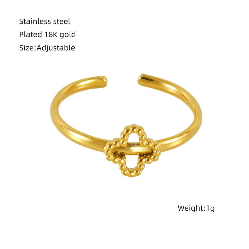 

Новое модное простое кольцо-клевер из нержавеющей стали, универсальное регулируемое кольцо из титановой стали 18 карат Opening adjustable золотой