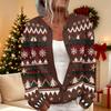 Damen Casual Christmas Print Langarm Offen Vorne Strickjacke Jacke für Herbst und Winter