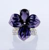 Hecheng Enamel Butterfly & Flower Cloisonné Ring for Women - European & American Style with Diamond Highlights